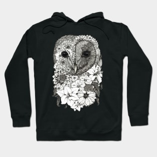 Floral Owl Black Background Hoodie